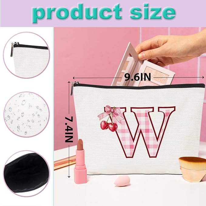 CQM Cherry Bag Initial W Makeup Bag Cherry Gifts for Women Cosmetic Bags