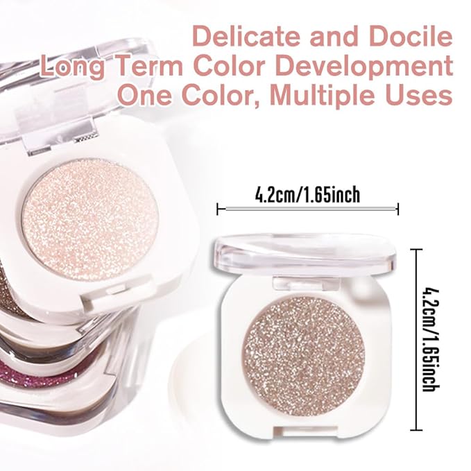 HHLTOH Light Nude Brown Single Shimmer Eyeshadow Makeup, Neutral Powder Eye Shadow for Mature Skin, Nude Sheer Shimmer Eyeshadows Buildable Waterproof, sombras para ojos, Vegan & Cruelty-Free