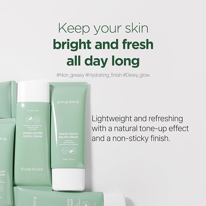 PONGDANG Tone-UP Touch Selfie Cream (3.52oz) | Brightening Cream for Face & Body, No Makeup Natural Look | Hydrating & Redness-Soothing Formula | Korean Skin Care