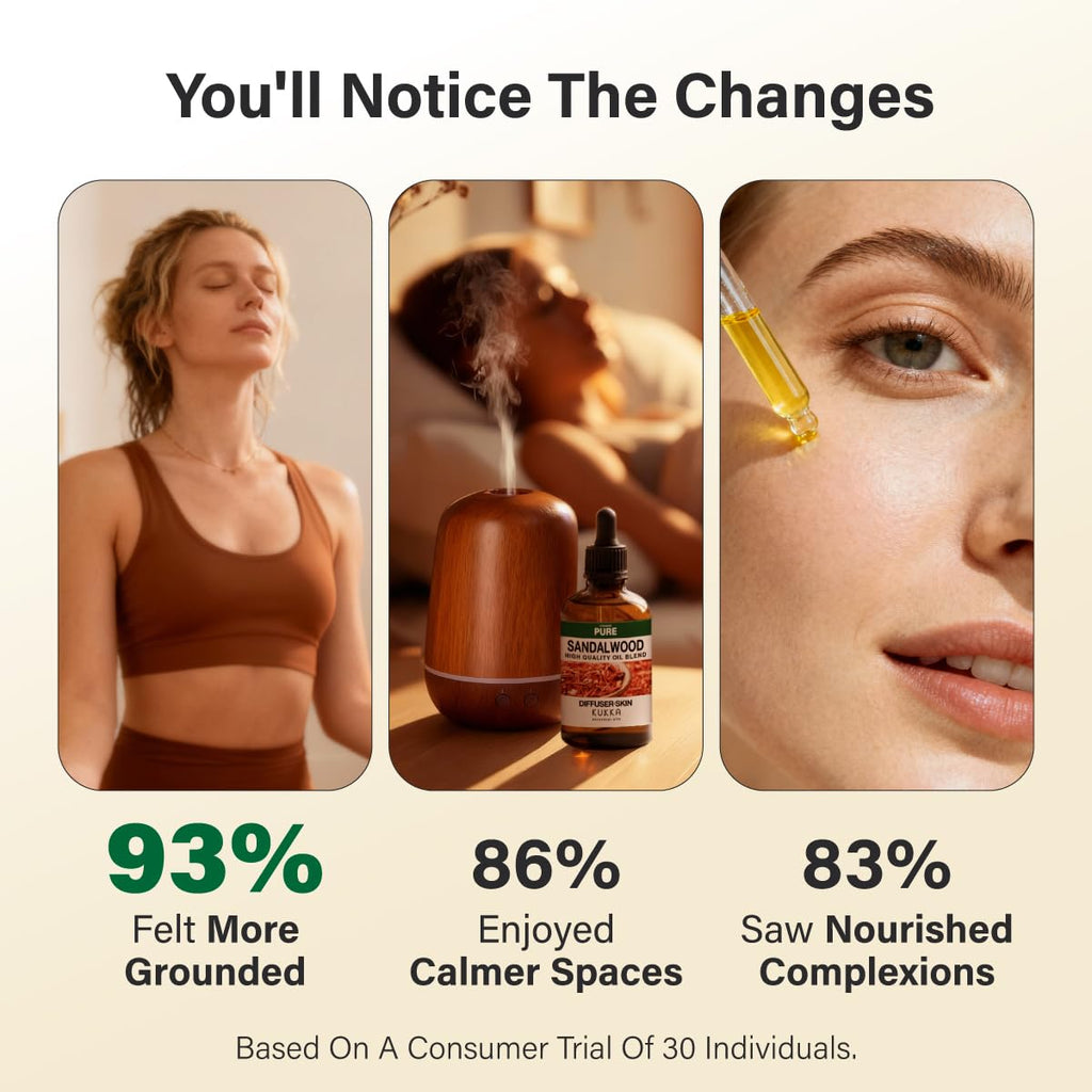 100% Pure Sandalwood Oil - 4 Fl Oz Sandalwood Essential Oil for Hair, Skin, Diffuser, Aromatherapy & DIY Soap Making Scent