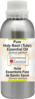 Greenwood Essential Pure Holy Basil Essential Oil (Ocimum Sanctum) Steam Distilled 300ml (10 oz)