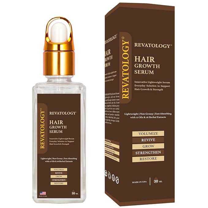 Revatology Hair Growth Serum for Women & Men, Daily Leave-In Scalp Serum for Thinning Hair & Hair Fall, Lightweight Botanical Serum with Rosemary, Castor, Amla, Bhringraj, 12 Oils & 18 Herbs