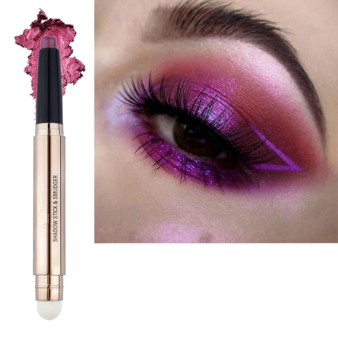 LGSZGDCN 2 in 1 Eyeshadow Stick and Brush, Smooth Cream Shimmer Shadow Pencil, Long Lasting Waterproof Eye Shadow Highlighter, Hypoallergenic, Multi-Dimensional Eyes Look