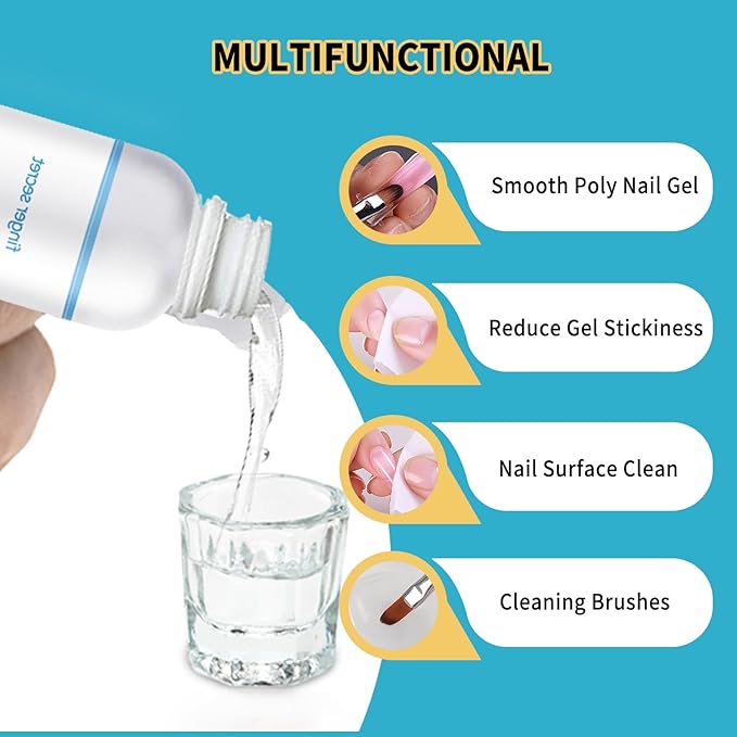BEVINAS Slip Solution 4 Fl.Oz Nail Extension Gel Cleanser with Brush & Spatula - Easy DIY Poly Gel Nail Cleaner