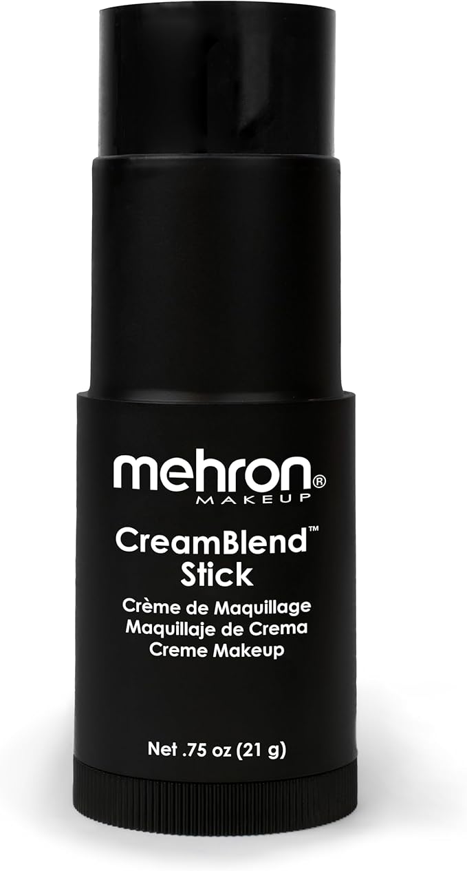 Mehron Makeup CreamBlend Stick | Face Paint, Body Paint, & Foundation Cream Makeup | Perfect for Halloween.75 oz (21 g) (Black) | Made in the USA
