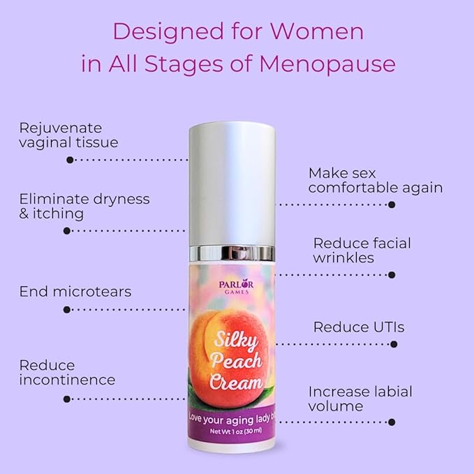 Parlor Games Silky Peach Cream Bioidentical Estriol Cream for Women — Intimate Moisturizer for a Happy Hoo-Ha — 30ml Bottle (2 Month Supply)
