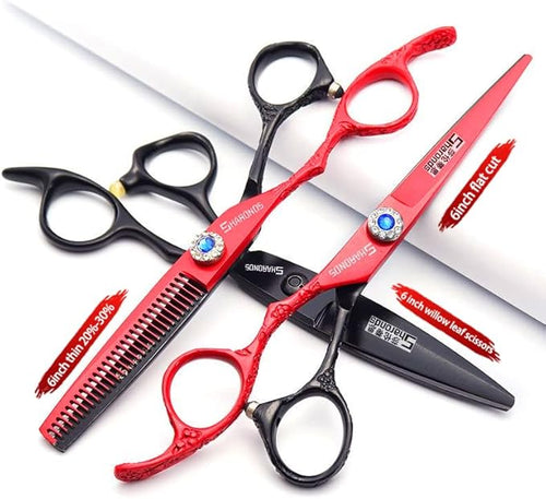 6 Inch Professional Hairdresser Scissors Left Handed Hairdresser Scissors Set (6-inch 3pc-C)