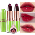evpct 2Pcs Black Red Cherry Magic Mood Color Changing Lipstick Long Lasting 24 Hours Original for Women, PH Color Change Changing Jelly Lipstick Tinted Lip Balm Stain Gloss Makeup Set, labial magico