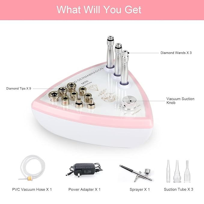 AIMENGXI Diamond Microdermabrasion Machine Professional Beauty Facial Skin Care Equipment Microdermabrasion Device with Vacuum Spray for Salon Personal Home Use(Strong Suction Power: 65-68cmhg)