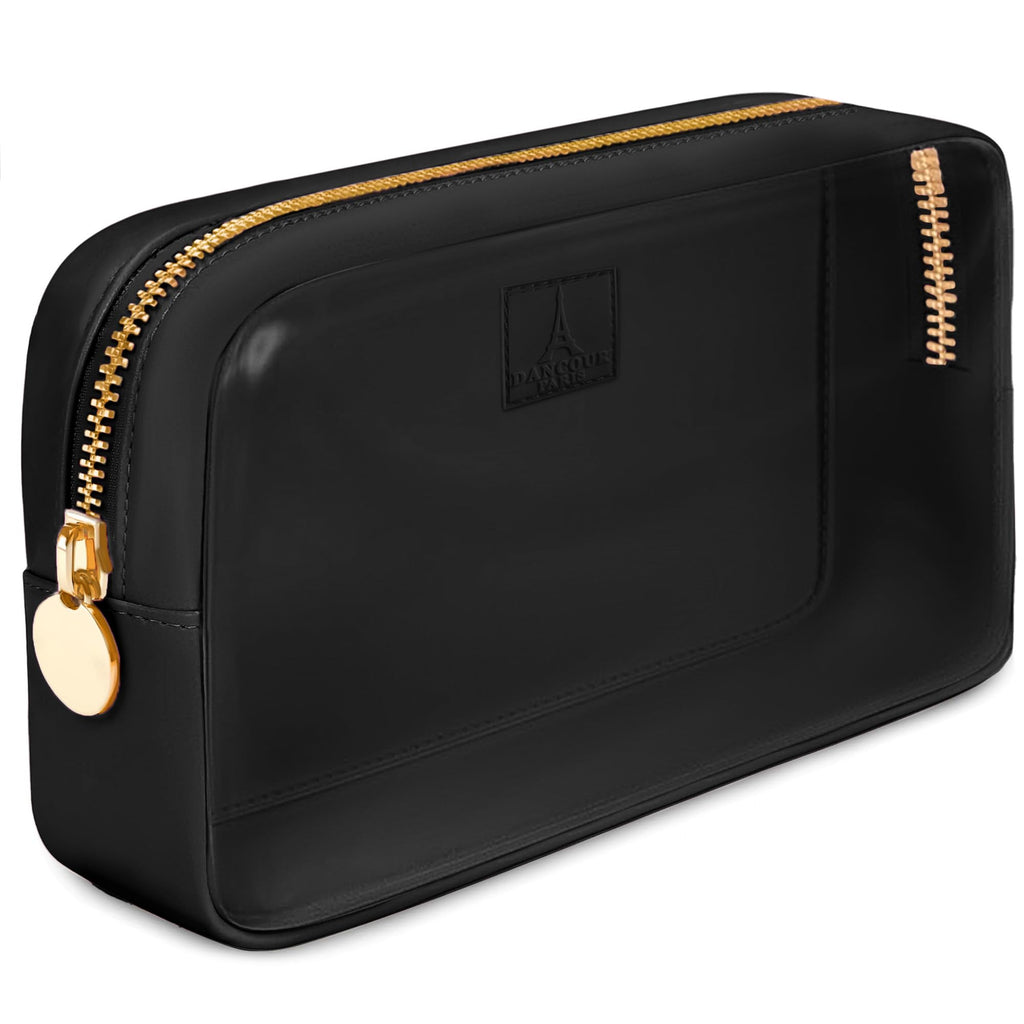 DANCOUR Clear Makeup Bag Mini Makeup Bag for Purse Mini Pouch Purse Clear Pouch Small Cosmetic Travel Case Travel Cosmetic Case (Small, Black)