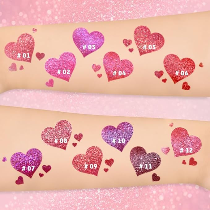 AMY'S DIARY Glitter Liquid Lipstick, Shimmer Metallic Lip Gloss, Long-Lasting Waterproof Lip Color, High Shine Sparkle Makeup,Lip makeup for woman (Pink Diamond Sparkle#2)