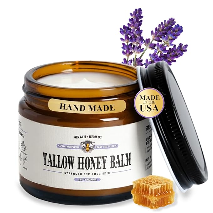Organic Beef Tallow & Honey Balm for Skin - Concentrated, Lavender (2 OZ)