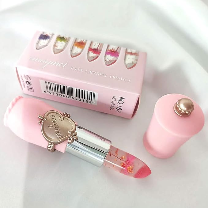 Petansy 6 Pack Crystal Jelly Flower Lipstick Set, Nutritious Temperature Change Lip Balm Long Lasting Moisturizer Lip Gloss Magic Color Change Lip Stick Set