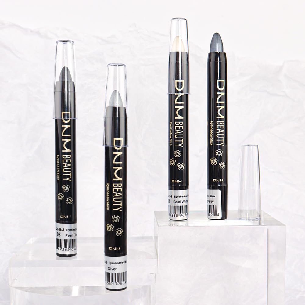 evpct Pearl Black Shimmer Cream Eye Shadow Brightener Sticks Set for Eyes, Black Shimmery Matte Pencil Eye shadow Applicator Stick Pen Palette Makeup Waterproof sombras en crema para ojos 03#