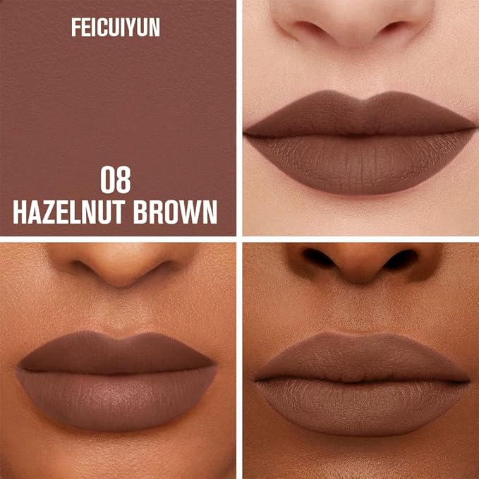 FeiCuiYun Matte Calligraphy Liquid Lip Liner Lipstick Pencil, Hazelnut Brown Long-Lasting Transfer-Proof Lip Stain, Lightweight Lipstick, Sheer Buildable Color, Fades to a Natural Wash of Colors