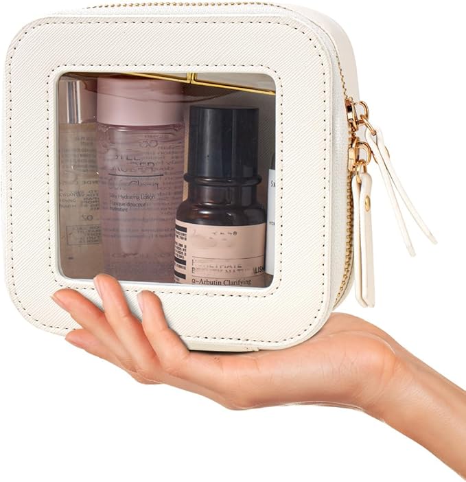 FFpaw Small Clear Makeup Bag, Mini Makeup Pouch TSA Approved Toiletry Bag for Women Travel Makeup Bag Cute Clear Cosmetic Bag Waterproof Make Up Bag Organizer for Car Essentials