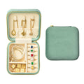 TAIMY Travel Jewelry Case, Small Plush Velvet Jewelry Box for Women and Girls, Portable Jewelry holder organizer for Rings Earrings Necklaces Bracelets(Mint)