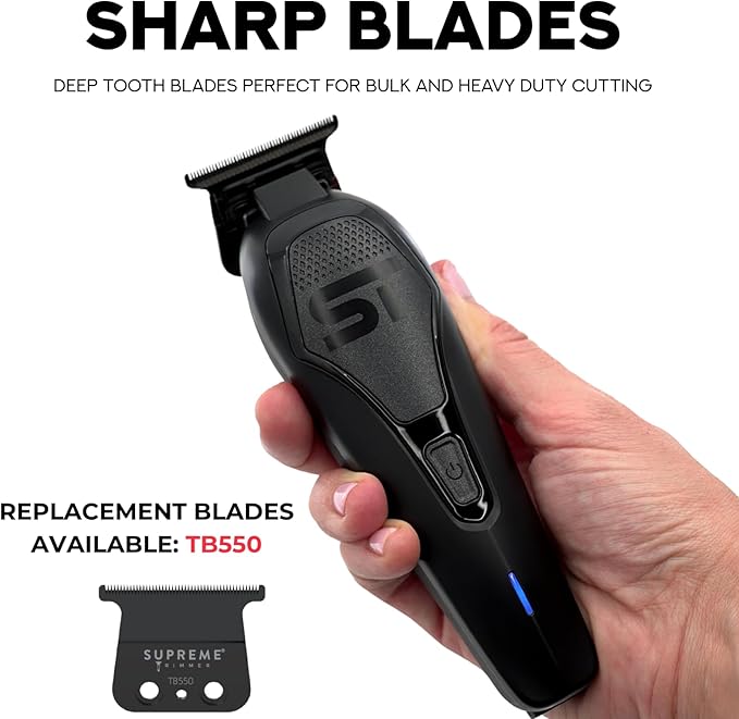 Supreme Trimmer Darkstar 72 Trimmer ST700 with Magnetic Vector Motor | 180 Min Run Time, 9000 RPM Barber Hair Trimmer | Low Noise, Professional Beard Trimmer DLC Blades (Black)
