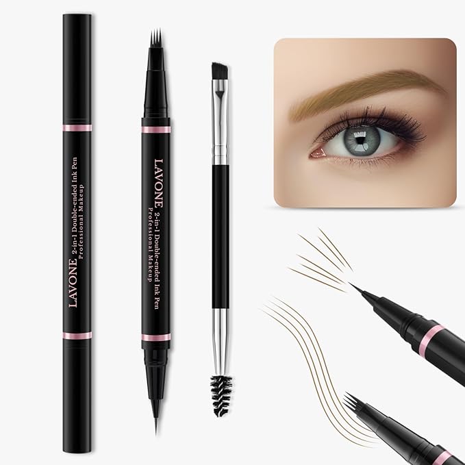LAVONE Eyebrow Pen Kit, Waterproof Brow Pencil, Pomade, Eyeliner, Auburn