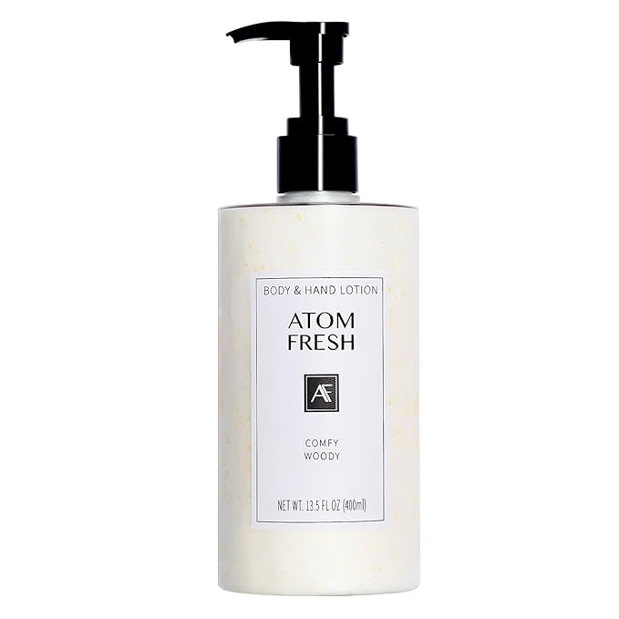 Atom Fresh Firming Body Lotion with 2% Niacinamide & Peptides, Fast-Absorbing Daily Moisturizer for Dry Skin, Ceramide Barrier Repair, Comfy Woody, 13.5 fl oz