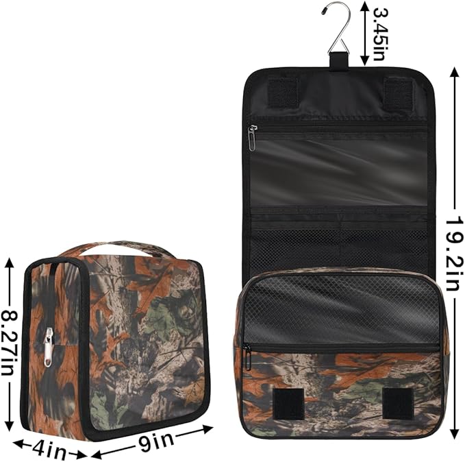 YoYoYuchong Travel Toiletry Bag for Women & Men Forest Tree Leaves Hanging Cosmetic Organizer Portable Waterproof Makeup Case Make Up Bag with Compartments Travel Essentials for Bathroom Shower