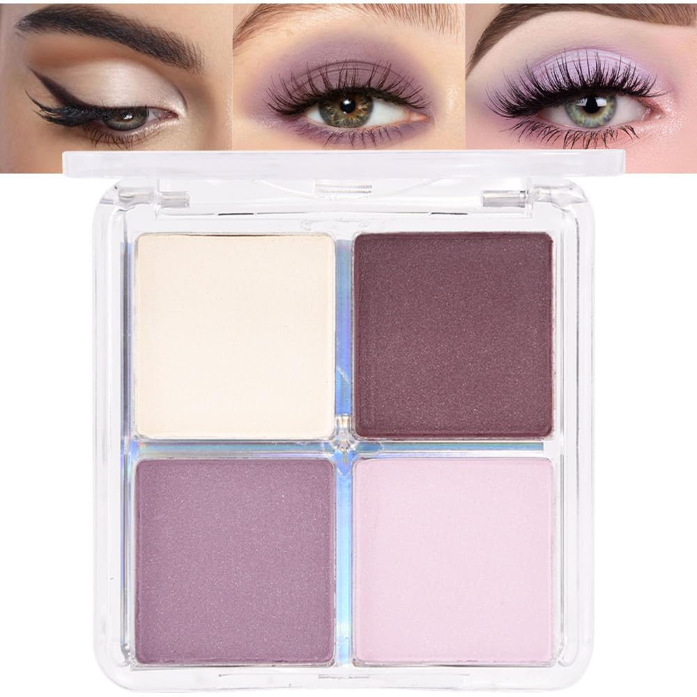 evpct Nude Eyeshadow Quad Palette, Light Nude Pink Beige Ivory Champagne Shimmer Matte Waterproof High Pigment Primer Mini Eye Shadow Palette Makeup for older Women, Smudge Proof Vegan, Bright Nudes