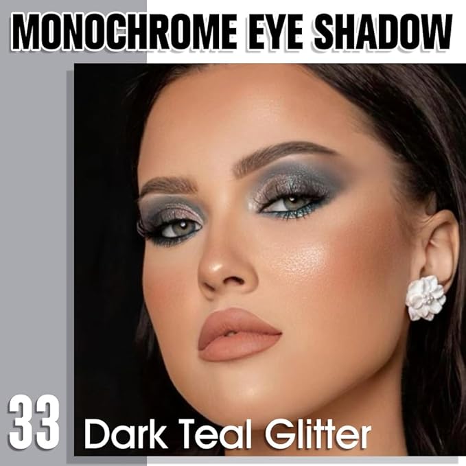 HHLTOH Light Teal Green Single Shimmer Eyeshadow Makeup, Neutral Powde Eye Shadow for Women, Teal Green Glitter Singles Eyeshadow Palette Pigmented Waterproof, sombras para ojos, Girls Christmas Gifts