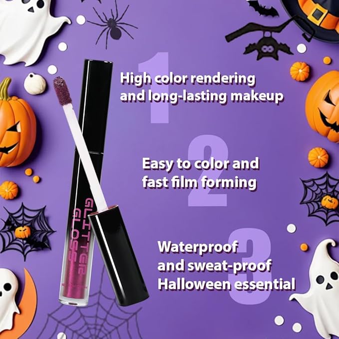 CAKAILA Dark Purple Metallic Lipstick for Women,Glitter Sparkling Liquid Lipstick,Long Lasting Waterproof Lightweight Comfortable Non-Drying Bold Dark Lip Gloss for Gothic Stage Makeup,Vegan