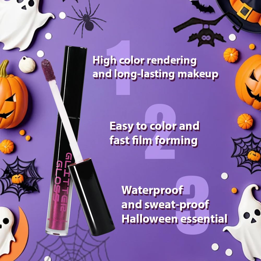 CAKAILA Dark Purple Metallic Lipstick for Women,Glitter Sparkling Liquid Lipstick,Long Lasting Waterproof Lightweight Comfortable Non-Drying Bold Dark Lip Gloss for Gothic Stage Makeup,Vegan