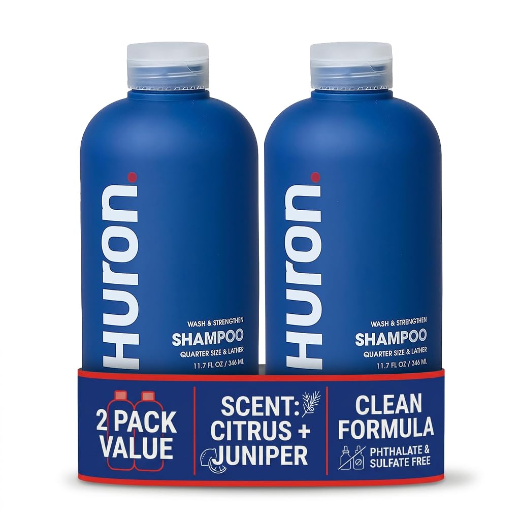 Huron Shampoo for All Hair Types: Cleans + Strengthens, 2-pack (11.7 oz)