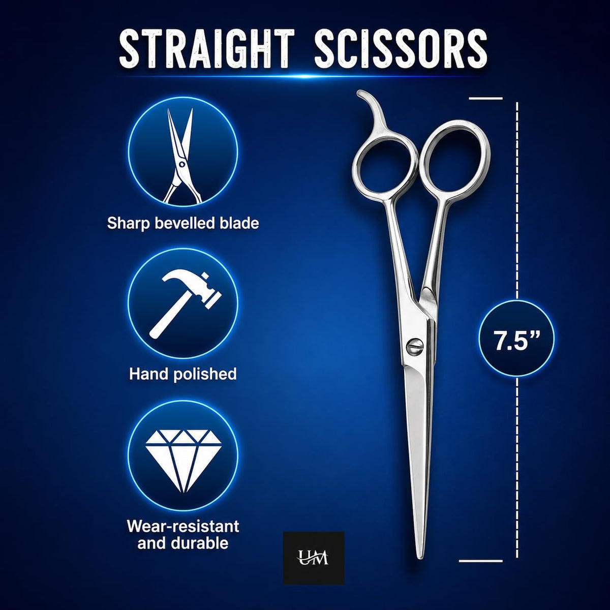 UM Supplies Scissors 6.5 | Premium Barber Shears For Hair Cutting | Multiple Purpose Cutting Scissors | Haircut Scissors For Salon I Women | Mens | kids I Pets
