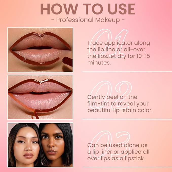 IATMOMOD Orange Red Liquid Matte Lip Liner Stain Peel Off with Tweezer, Long Lasting, Waterproof Matte Lipstick Lip Gloss Tattoo for Women, Transfer-prof Lip Tint Makeup for All Skin Types 07#