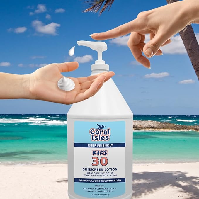 Coral Isles SPF 30 KIDS Sunscreen Reef Compliant Broad Spectrum 128 Fl Oz