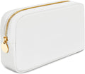 DANCOUR Small Makeup Bag, White, 9.5in x 2in x 5in, Nylon with Gold Zipper, Water Resistant, Multi-Use