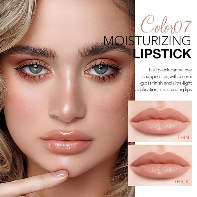 HHLTOH 1Pcs Tinted Lip Balm Moisturizing Lipstick – Waterproof Hydrating Matte Lip Balm for Women, Creamy Natural Color Stain for Dry Lips, Soft Matte Finish with Subtle Scent (#07 Almond Skin)