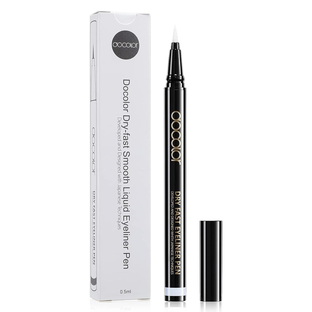 docolor Waterproof Eyeliner Pen Longwearing with Ultra-Fine Tip Liquid Eye Liner (White)
