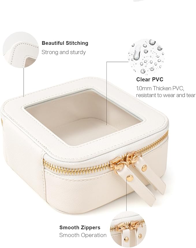 FFpaw Small Clear Makeup Bag, Mini Makeup Pouch TSA Approved Toiletry Bag for Women Travel Makeup Bag Cute Clear Cosmetic Bag Waterproof Make Up Bag Organizer for Car Essentials