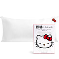 Kitsch x Hello Kitty Satin Pillowcase - Size 19x36, Solid Ivory Kitty Bow