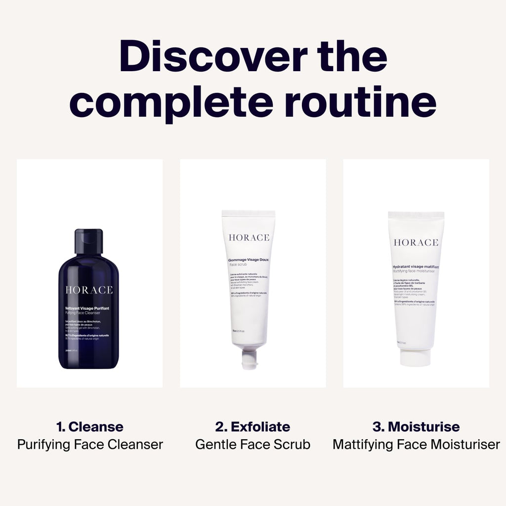 HORACE Mattifying Face Moisturizer for Men – 96.6% Natural Ingredients – No Silicones or Mineral Oils – Moisturising Cream for All Skin Types – Unscented, 75 ml