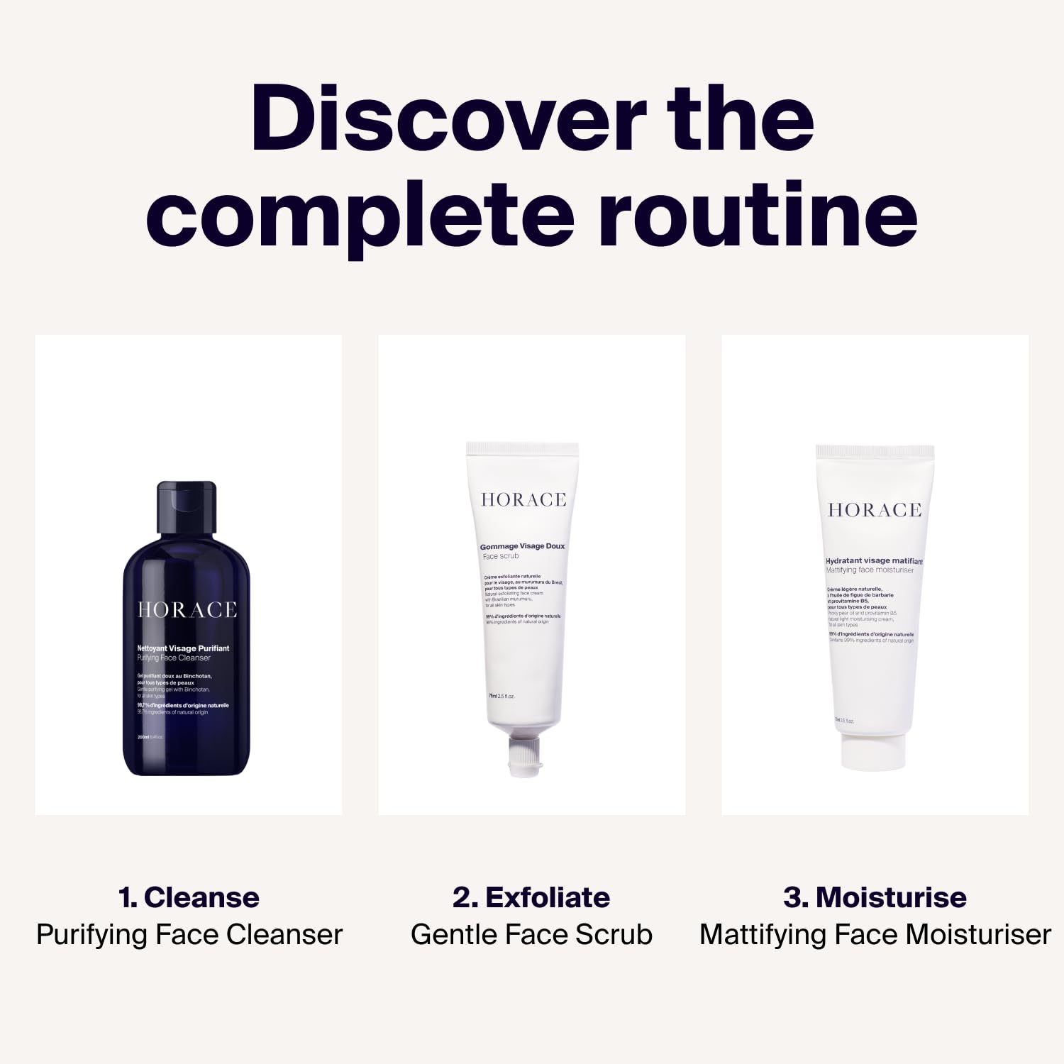 HORACE Mattifying Face Moisturizer for Men – 96.6% Natural Ingredients – No Silicones or Mineral Oils – Moisturising Cream for All Skin Types – Unscented, 75 ml