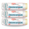 Tallow Lip Balm by Cattle Creek – All-Natural Ingredients, Long-Lasting Moisture and Hydration for Dry, Cracked, and Chapped Lips, Soothing Formula for Soft Skin (Pack of 3, Apple)