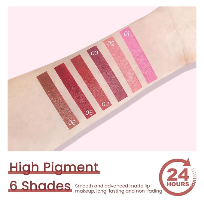 CAKAILA 3Pcs Nude Rose Bright Red Warm Brown Lip Stick,Matte Cream Lipstick Set for Women,Long Lasting Waterproof Smudge Proof Velvet lipsticks Crayon,Lip Makeup Kit Travel Size,Vegan & Cruelty-free