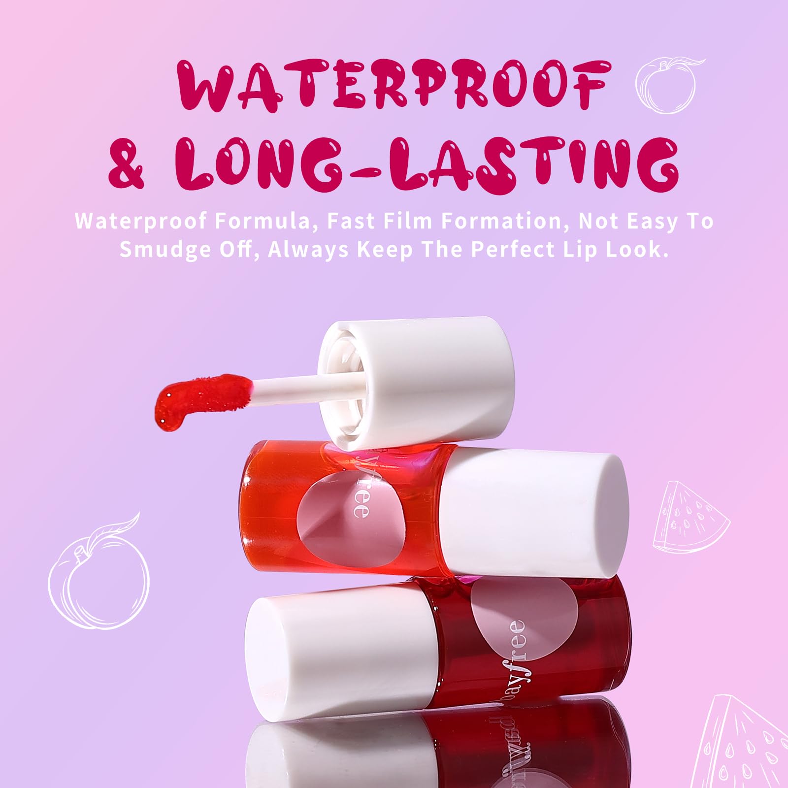 bayfree Lip Tint Stain, Long Lasting Korean Lip Stain Set, Non-sticky Waterproof Lightweight Lip and Cheek Tint, Moisturizing High Pigment Water Tint, Matte Finish Lip Tint