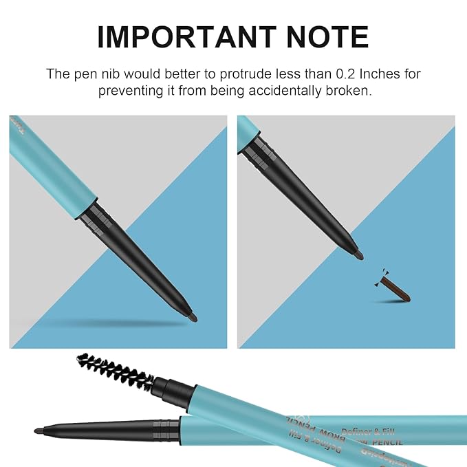 TurritopsisD Define & Fill Brow Pencil 2-Pack Taupe Eyebrow Pencil Waterproof Long-Lasting Precision Micro-Tip Ultra-Thin Built-in Soft Spoolie
