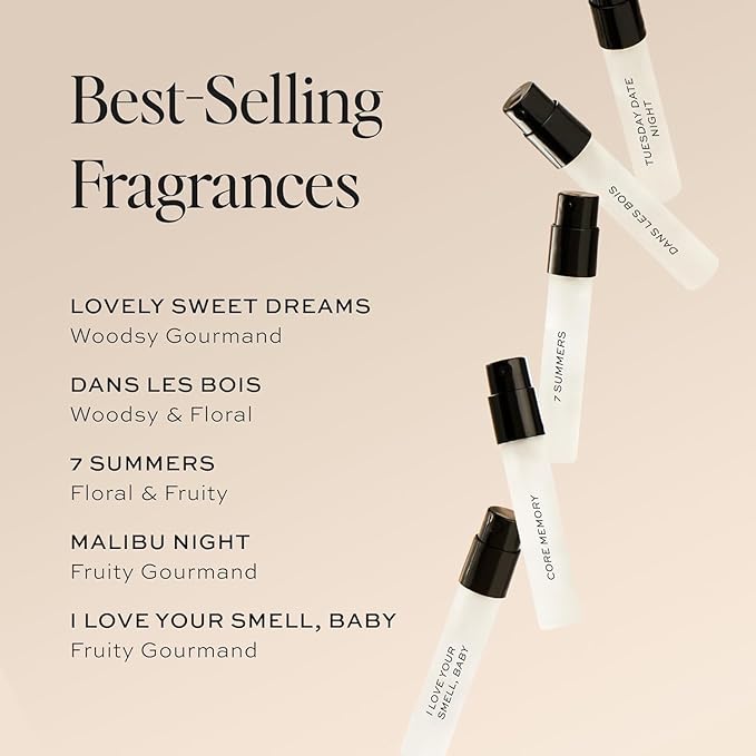 DIME Beauty Perfume Sampler Kit - Set of 5 Travel Size Perfumes for Women, Clean Fragrance Discovery Set, Eau de Toilette with Organic Sugar Cane Alcohol, Vegan, 5 x 2 ml