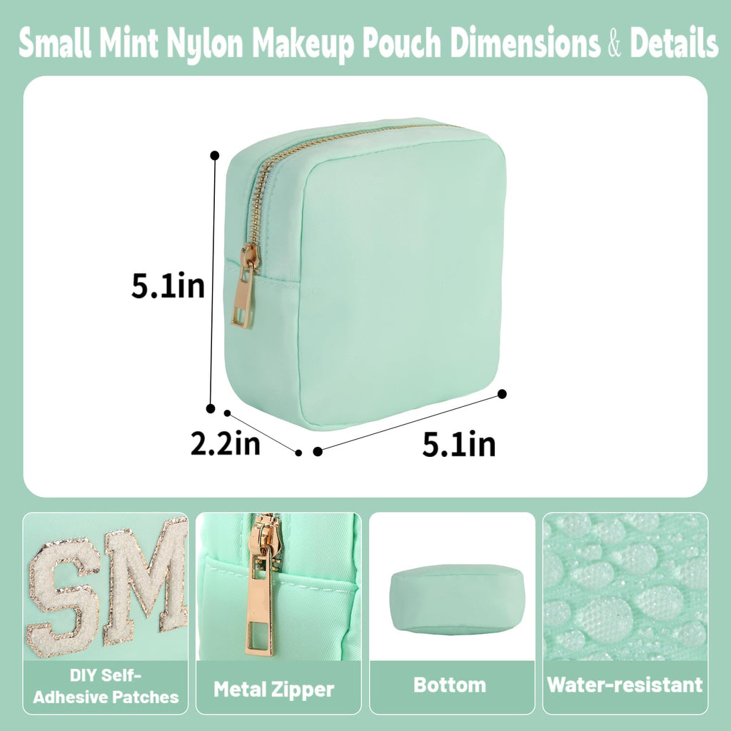 YogoRun Cosmetic Pouch for Purse Tiny Small Makeup Bag for Women Mini Travel Toiletry Bag Coins Purse with Zipper Pocket S, Mint
