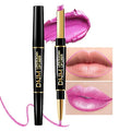 HHLTOH 2-in-1 Fuchsia Lip Liner & Lipstick Set Kit for Women, Metallic Lips Kit with Lip Liner Lip Stains Long Lasting Waterproof 24 Hour Lipstick and Lip Liners Combo Lipliners Pencil Set 19