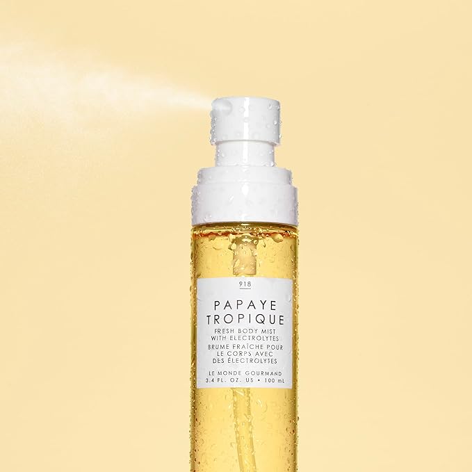 Le Monde Gourmand Papaye Tropique Fresh Mist for Women, Hydrating Body Spray with Electrolytes, Papaya Pineapple Mandarin Scent, Vegan & Cruelty Free, 3.4 fl oz (100 ml)