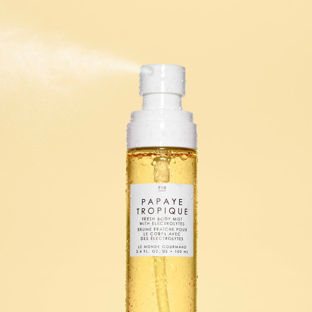 Le Monde Gourmand Papaye Tropique Fresh Mist for Women, Hydrating Body Spray with Electrolytes, Papaya Pineapple Mandarin Scent, Vegan & Cruelty Free, 3.4 fl oz (100 ml)
