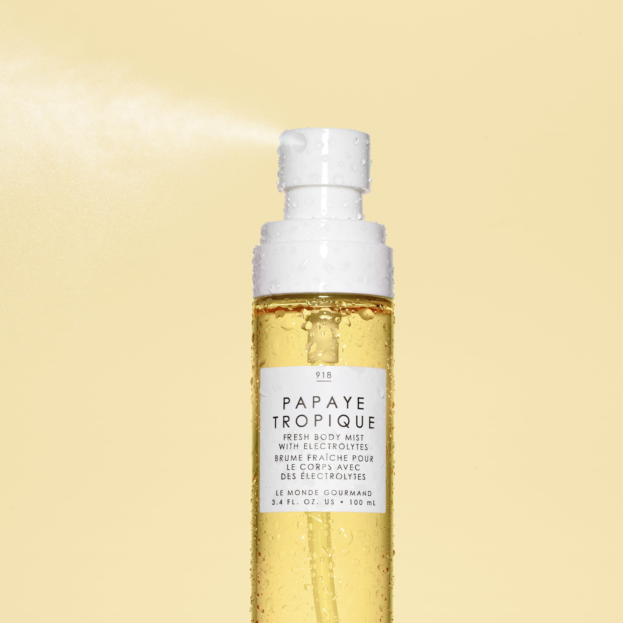 Le Monde Gourmand Papaye Tropique Fresh Mist for Women, Hydrating Body Spray with Electrolytes, Papaya Pineapple Mandarin Scent, Vegan & Cruelty Free, 3.4 fl oz (100 ml)